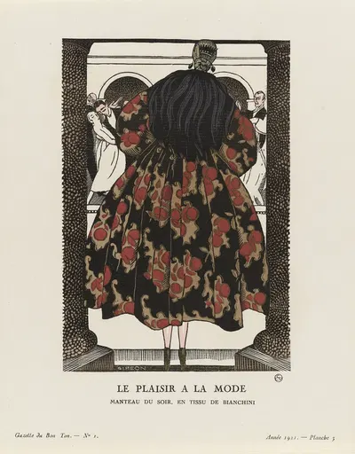 Le plaisir a la mode Manteau du soir, en tissu de Bianchini by Fernand Siméon, 1921 — digital art print download