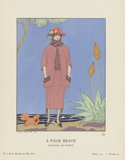 Пальмовый пляж, Тейлор, от Уорта by Жорж Барбье, 1921 — digital art print download