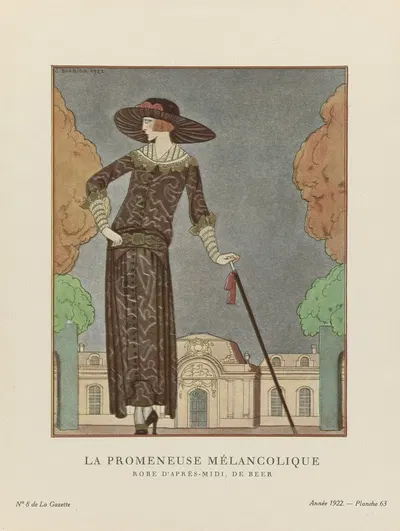 Меланхоличная прогулянка Утреннее платье, от Бира by Жорж Барбье, 1922 — digital art print download