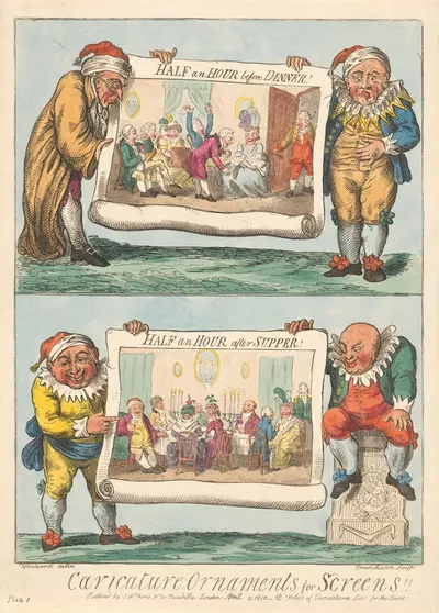Полчаса до ужина, полчаса после ужина by Джордж Круикшанк, 1800 — digital art print download