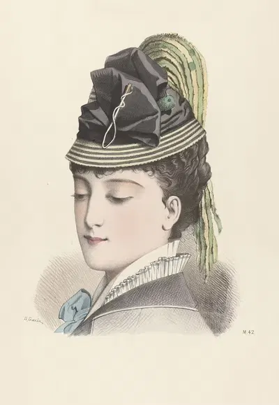 Женская голова с шляпой и булавкой для шляпы by Гвидо Гонин, 1875 — digital art print download