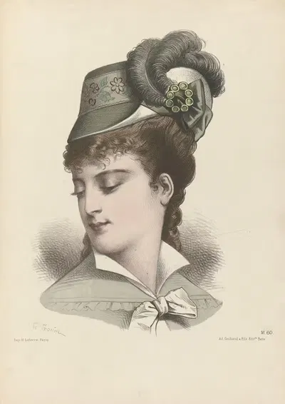 Голова женщины с шляпой из страусиного пера by Гвидо Гонин, 1875 — digital art print download