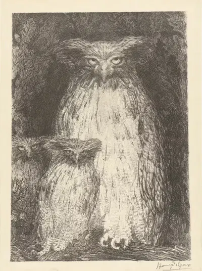 Этюд трех сов by Анри Де Гру, 1893-1895 — digital art print download