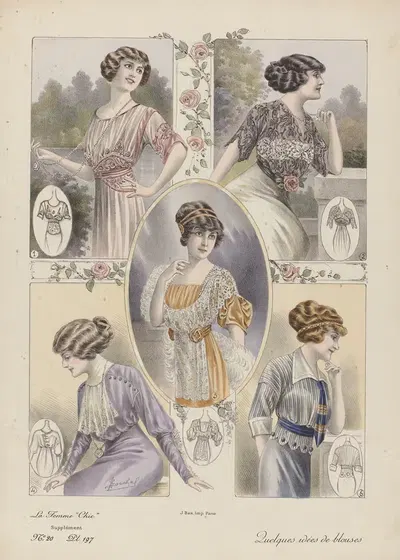 Шикарная женщина – Несколько идей блузок by Джей Бас, 1911 — digital art print download