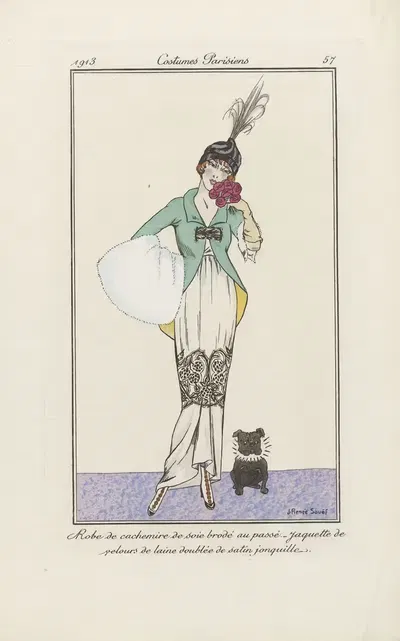 Robe de cachemire de soie brodé au passé by J. Renée Souef, 1913 — digital art print download