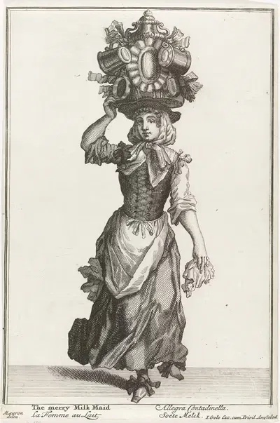 Весёлая молочница by Якоб Голе, 1688 - 1724 — digital art print download