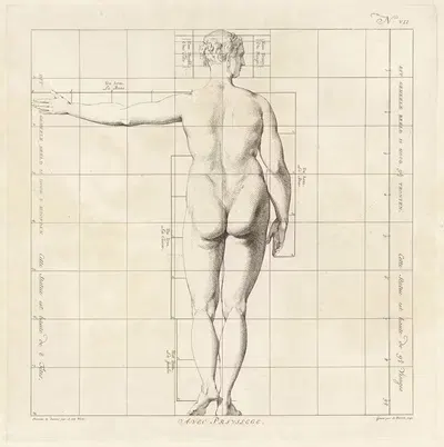 Proportional study of a woman's body by Jan Punt, 1747 — digital art print download