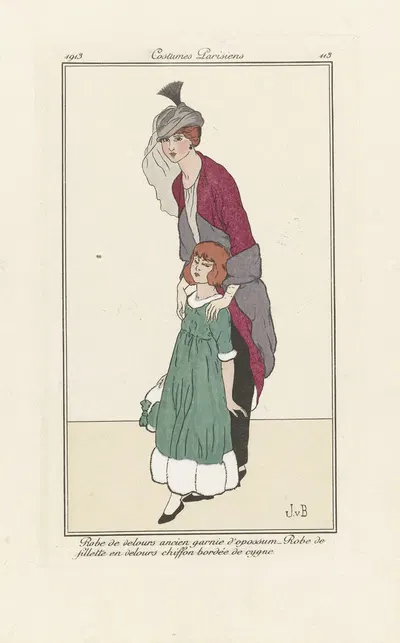 Платье из старинного бархата с опоссумом by Ян ван Брок, 1913 — digital art print download