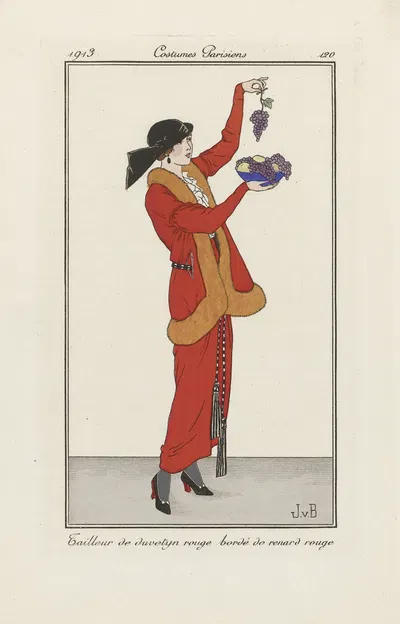 Портной из красного пуховика, обшитого красным лисом by Ян ван Брок, 1913 — digital art print download