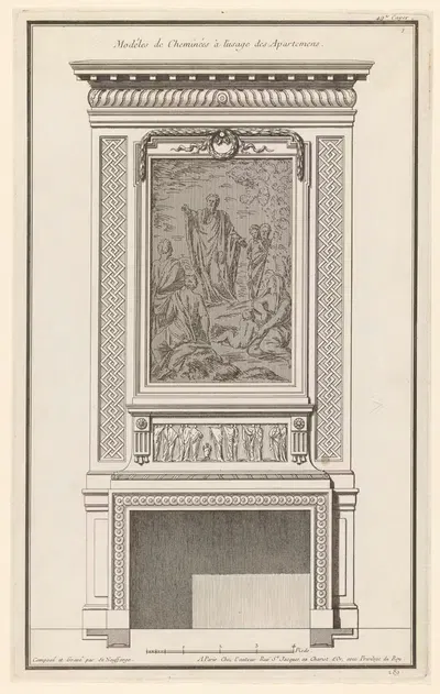 Модели каминов для использования в квартирах by Жан Франсуа де Нёффорж, 1767 — digital art print download