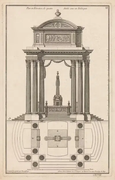 План и высота четырех алтарей под балдахином by Жан Франсуа де Нёффорж, 1767 — digital art print download