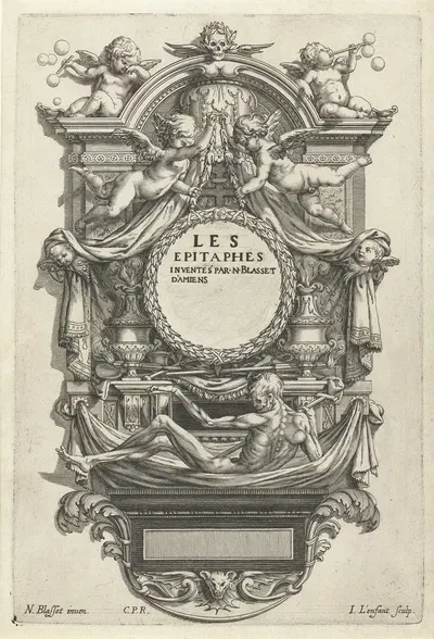 Les Epitaphes – title page by Jean Lenfant, 1625-1641 — digital art print download