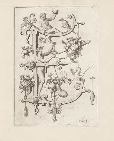Letter E for Esau by Johann Theodor de Bry, 1595 — digital art print download