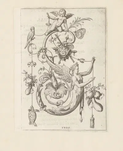 Letter S of Solomon by Johann Theodor de Bry, 1595 — digital art print download