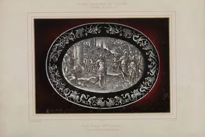 Овальная тарелка в гризайле Эмаль Лиможа Пьера Реймона by Леон Видаль, 1876-1883 — digital art print download