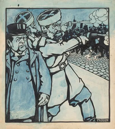 Абрахам Кюйпер и полиция, стреляющая в демонстрантов by Патрик Круун, 1900-1920 — digital art print download