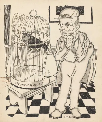 Ноленс с Троелстрой как птица в клетке. Поющая черная птица by Патрик Круун, 1900-1935 — digital art print download