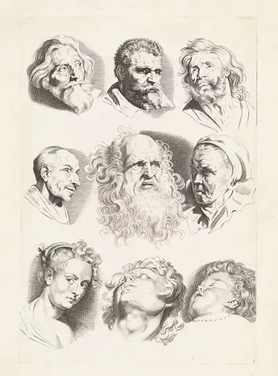 Исследования девяти голов by Паулюс Понтий, 1616 - 1657 — digital art print download