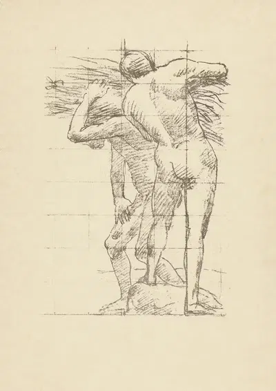 НюдоваяStudy двух рабочих by Пьер Пюви де Шаванн, 1893-1895 — digital art print download