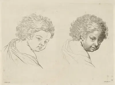 Изучение стороны головы ребенка by Петер Шенк Старший, 1675 - 1711 — digital art print download