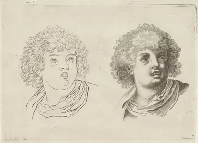 Изучение головы мальчика с открытым ртом by Петер Шенк Старший, 1675 - 1711 — digital art print download