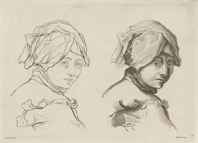 Этюд головы молодой женщины в платке by Петер Шенк Старший, 1675 - 1711 — digital art print download
