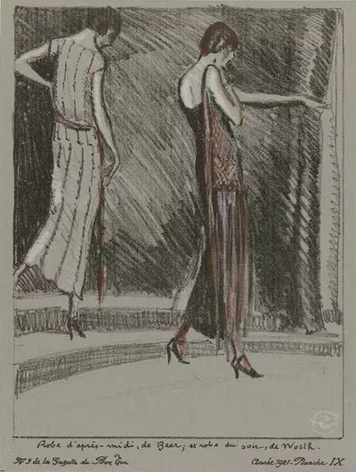 Robe d'après-midi, de Beer et robe du soir, de Worth by Porter Woodruff, 1921 — digital art print download