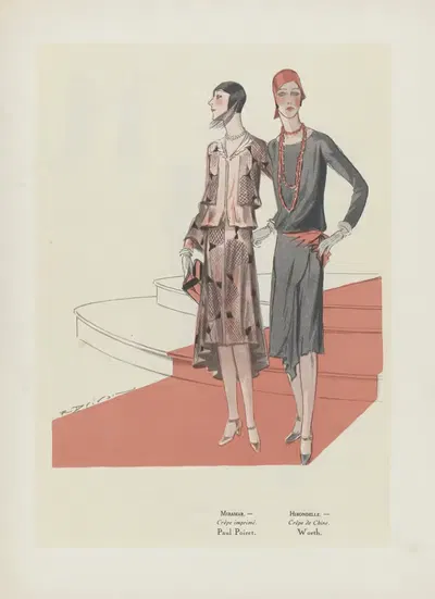 Art – Goût – Beauté – MIRAMAR. – Crêpe imprimé. Paul Poiret, HIRONDELLE. – Crêpe de Chine. Worth by R. Drivon, 1929 —…