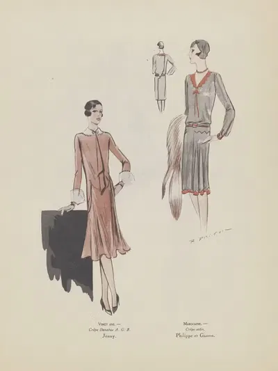 Art – Goût – Beauté – VINGT ANS. – Crêpe Danabas A.G.B. Jenny. ; MAROCAINE. – Crêpe satin. Philippe et gaston by R. Drivon…