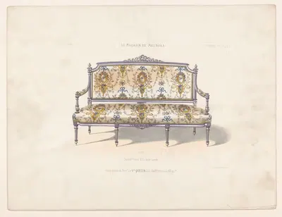Canapé Louis XVI, bois laqué. by Victor Léon Michel Quétin, 1832 - 1904 — digital art print download