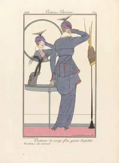 Costume de serge fine garni de petits boutons de corail by Victor Lhuer, 1914 — digital art print download