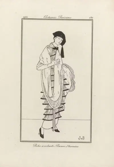 Robe à volants – Parure d'hermine by Victor Lhuer, 1914 — digital art print download