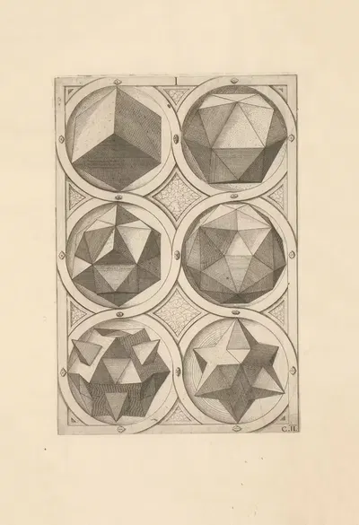 Перспектива регулярных тел (Perspective of regular solids) Pl.13 by Венцель Ямницер, 1568 — digital art print download