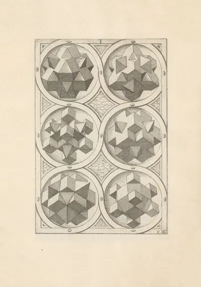 Перспектива регулярных тел (Perspective of regular solids) Пл.14 by Венцель Ямницер, 1568 — digital art print download