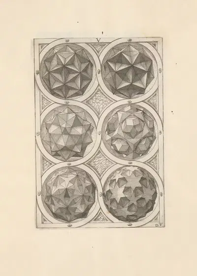 Перспектива регулярных тел Pl.18 by Венцель Ямницер, 1568 — digital art print download
