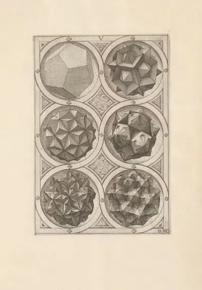 Перспектива регулярных тел (Перспектива регулярных тел) Пл.19 by Венцель Ямницер, 1568 — digital art print download