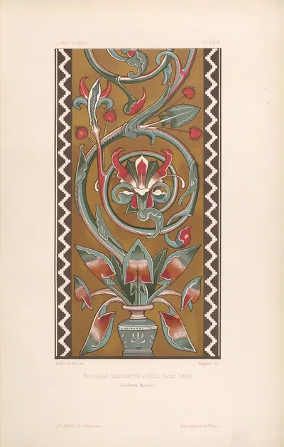 Русская декоративная живопись с фоном. — Византийская система by Южен-Эммануэль Виолет-ле-Дюк, 1877 — digital art print…