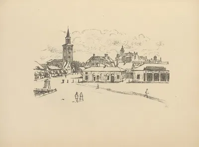Рыночная площадь в Митау by Германн Струк, 1916 — digital art print download