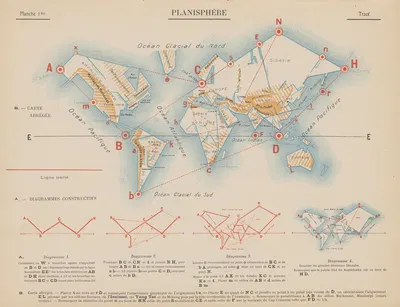 Planisphère – Tracé‎ by Jacques Autor Parlier, 1907 — digital art print download