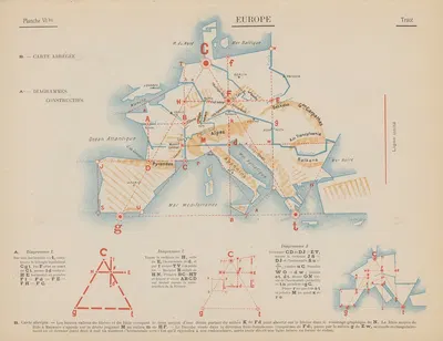 Europe – Tracé by Jacques Autor Parlier, 1907 — digital art print download