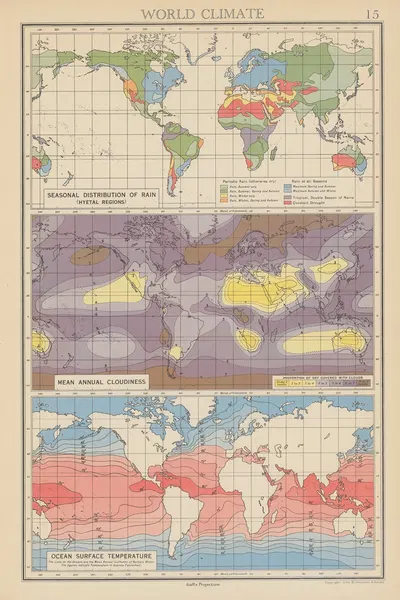 World Climate by John George Bartholomew, 1942 — digital art print download