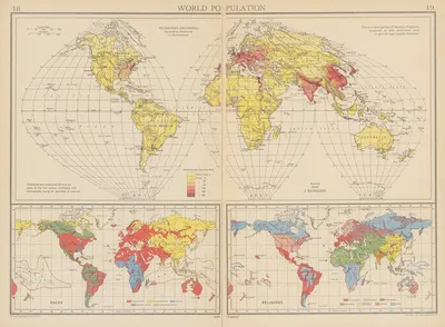 World Population by John George Bartholomew, 1942 — digital art print download