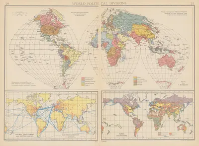 World Political Divisions by John George Bartholomew, 1942 — digital art print download