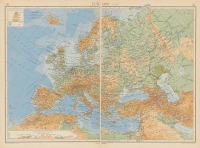 Europe by John George Bartholomew, 1942 — digital art print download