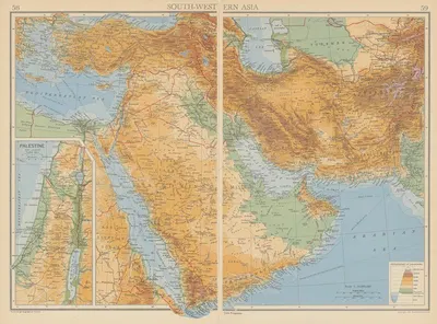 South-Western Asia by John George Bartholomew, 1942 — digital art print download