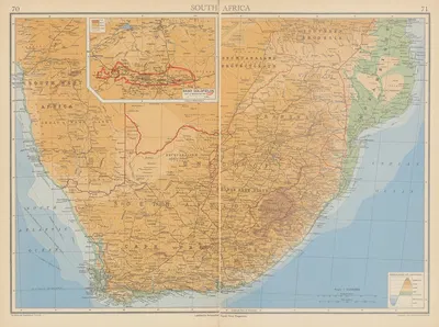 South Africa by John George Bartholomew, 1942 — digital art print download