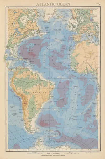 Atlantic Ocean by John George Bartholomew, 1942 — digital art print download