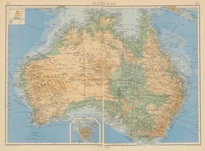 Australia by John George Bartholomew, 1942 — digital art print download