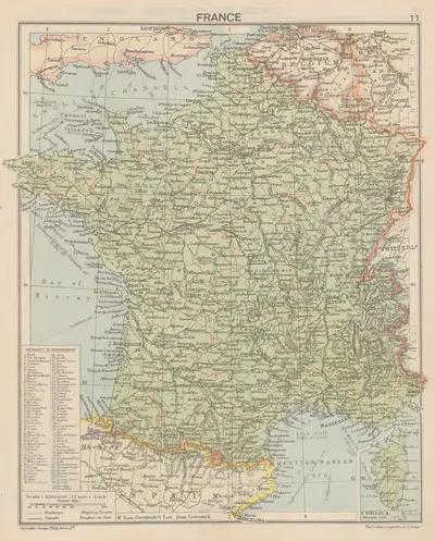 France by London Geographical Institute, 1940 — digital art print download