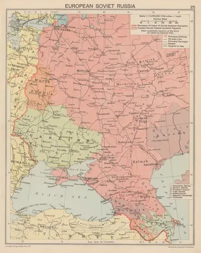 European‎ ‎Soviet‎ ‎Russia by London Geographical Institute, 1940 — digital art print download